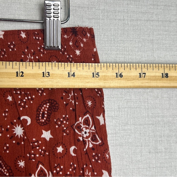 Aerie Henna Wrap Mini Skirt‎ Women’s Size Medium Bandana Print Ruffle Orange - Picture 5 of 8